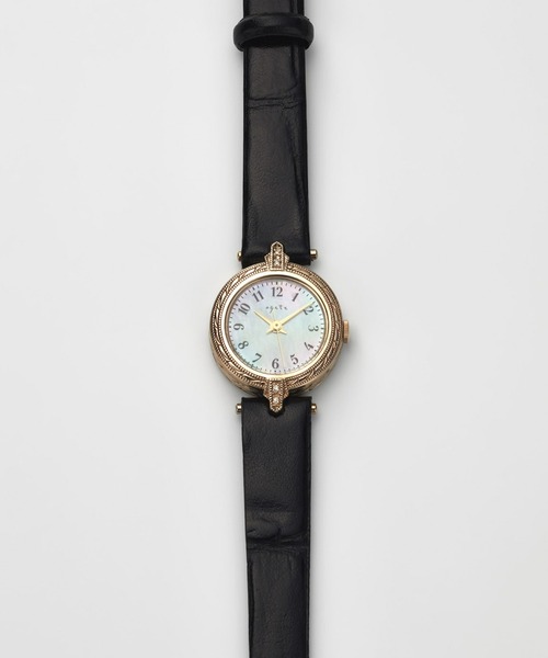 agete（アガット） 腕時計 ラウンドフェイス革ベルトウォッチ