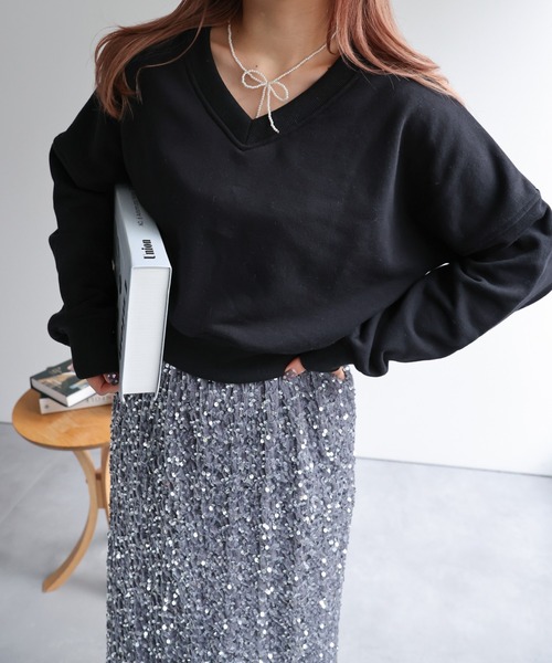 LACーVERT トレーナー スウェット Vネッククロップドスウェット