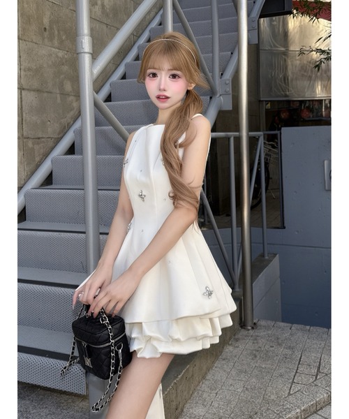 Darich（ダーリッチ） ドレス ビジューフレアバルーンミニドレス