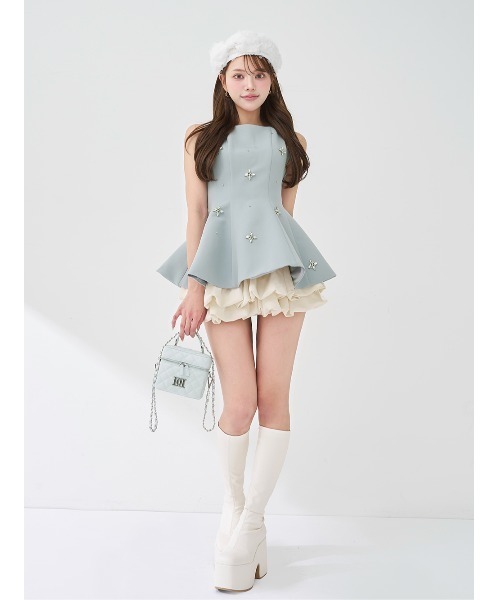 Darich（ダーリッチ） ドレス ビジューフレアバルーンミニドレス