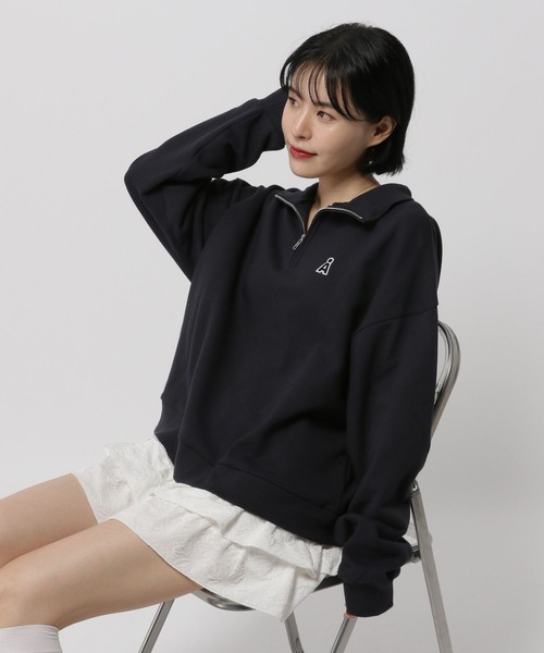 ALAND トレーナー スウェット 「UNISEX」ALAND／Aロゴ ハーフZIP