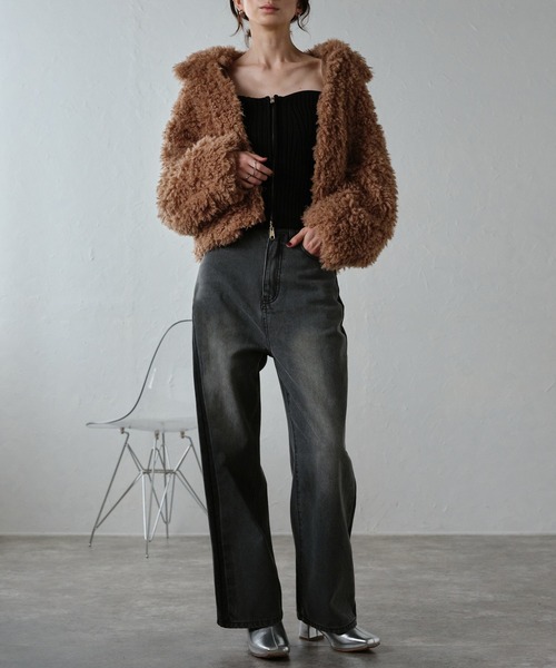 r.（アールドット） ブルゾン アウター プードルファー 2wayカラー