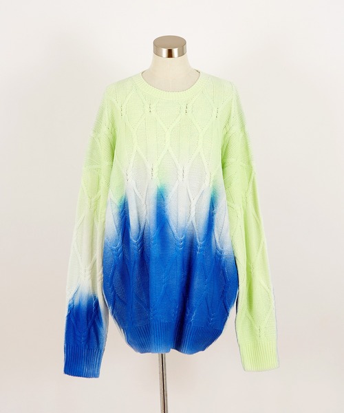 セーター ニット a.p.o.v. グラデーションケーブルニットセーター