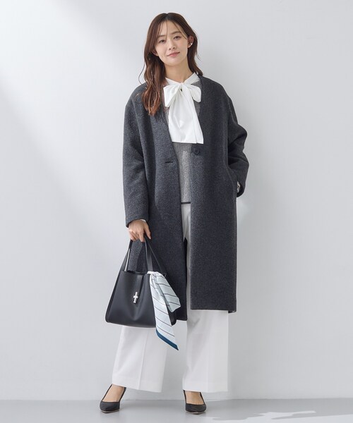 INDIVI（インディヴィ） ノーカラーコート コート 「軽量／ウール混