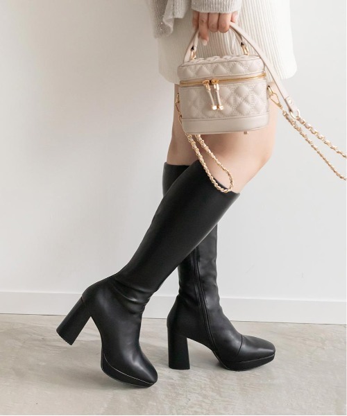 RANDA（ランダ） ブーツ 晴雨兼用 ボリュームソールロングブーツ