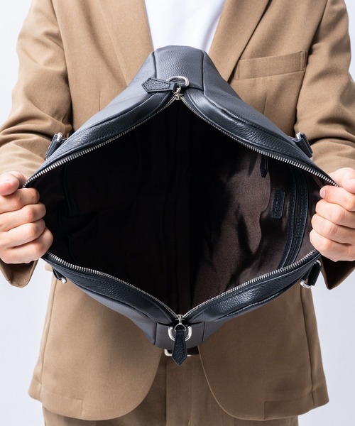 MURA（ムラ） ビジネスバッグ 薄型 ダブルジッパー シュリンクレザー