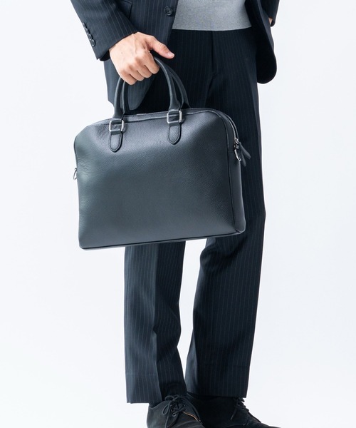 MURA（ムラ） ビジネスバッグ 薄型 ダブルジッパー シュリンクレザー