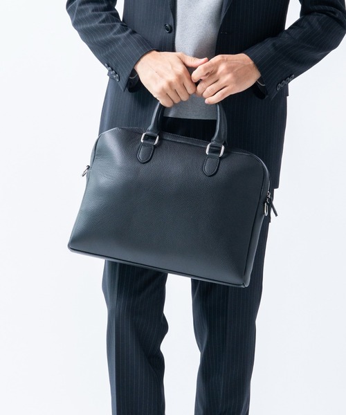 MURA（ムラ） ビジネスバッグ 薄型 ダブルジッパー シュリンクレザー