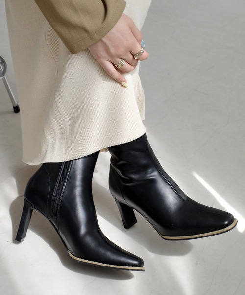 AmiAmi（アミアミ） ブーツ 「7.5cmヒールVer.」スクエアトゥブーツ