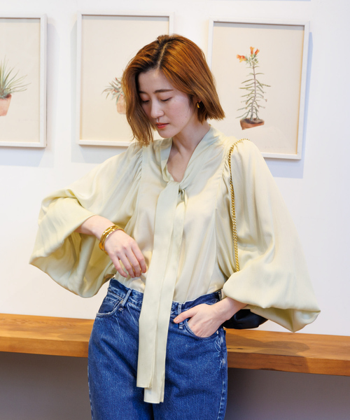 Rouge vif（ルージュ ヴィフ） ブラウス シャツ とろみ素材ギャザー