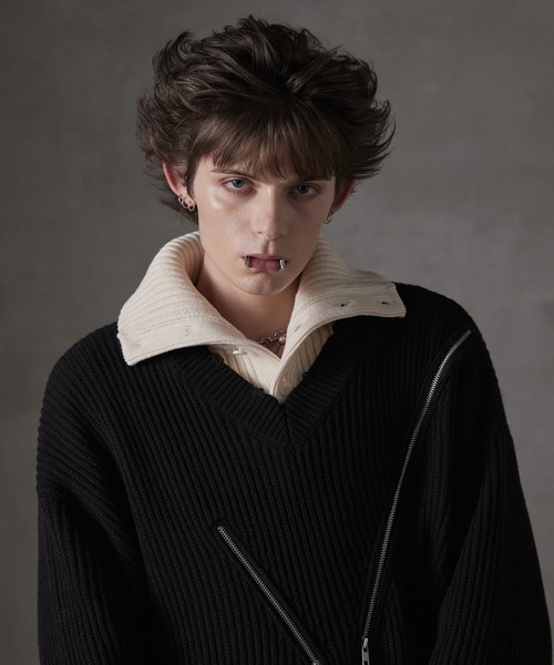GRANCY セーター ニット 「GRANCY」ZipDesign Asymmetry Knit / ジップ