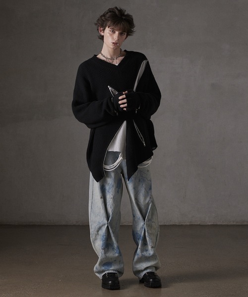 GRANCY セーター ニット 「GRANCY」ZipDesign Asymmetry Knit / ジップ
