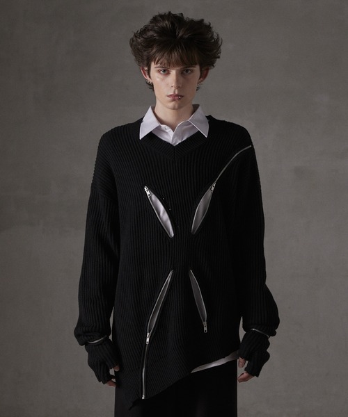 GRANCY セーター ニット 「GRANCY」ZipDesign Asymmetry Knit / ジップ
