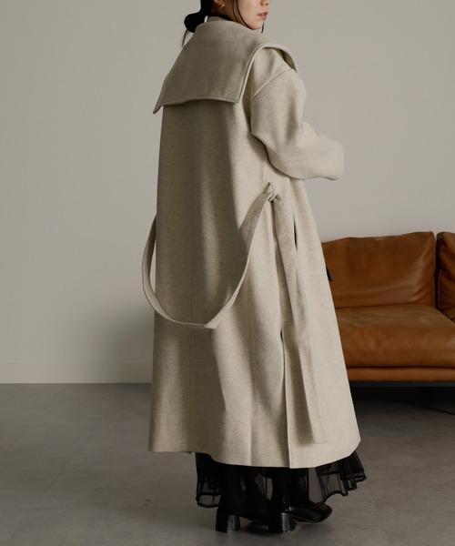 RANAN（ラナン） コート アウター ウール調セーラーカラーオーバー