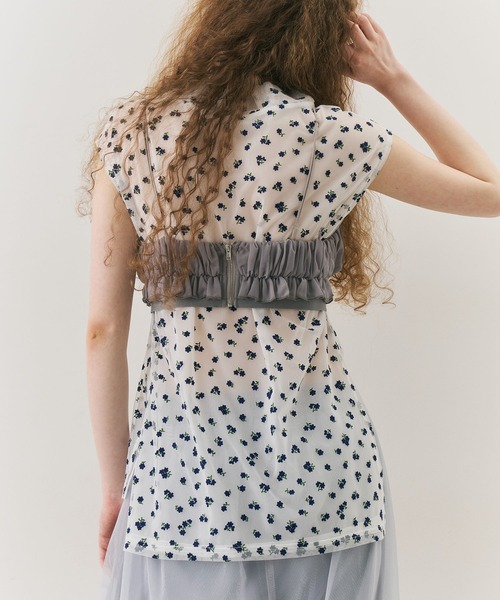 J1U by LA BELLE ETUDE キャミソール ギャザーシフォンブラトップ