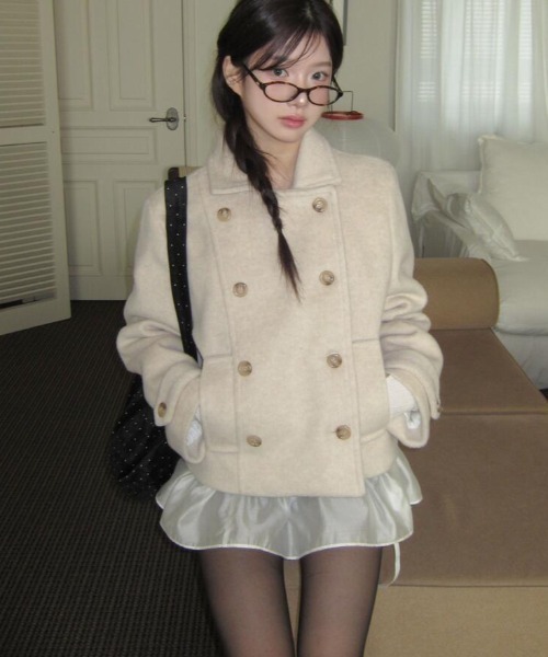 コート アウター ダブルブレストショートコート レディース : ZOZOTOWN