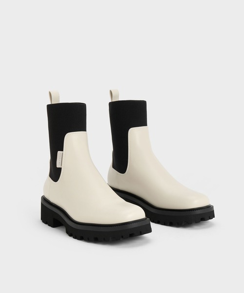 CHARLES ＆ KEITH（チャールズ&キース） ブーツ ニットソックス リッ