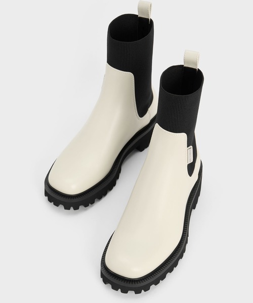 CHARLES ＆ KEITH（チャールズ&キース） ブーツ ニットソックス リッ