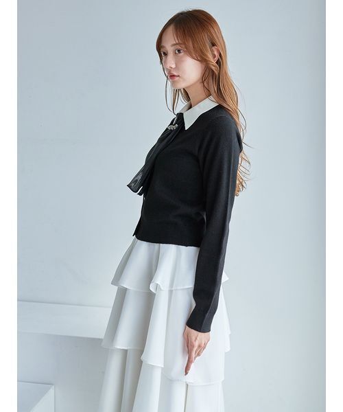 SNIDEL（スナイデル） カーディガン タイ付きビジューカーディガン