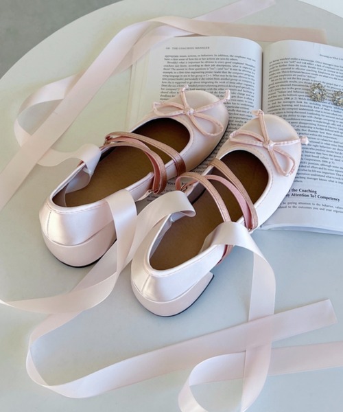 Loueme パンプス レースアップリボンヒールバレエシューズ : ZOZOTOWN