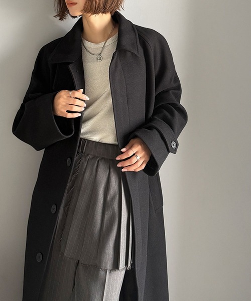 flaner ステンカラーコート MEDIUM ブラック レディース : ZOZOTOWN