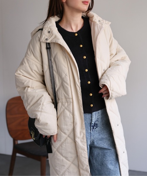 sakishimatokyo ノーカラーコート コート 「選べる着丈」中綿ダイヤ