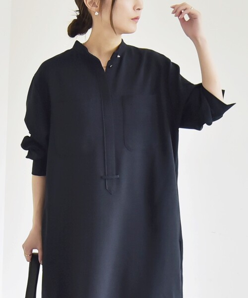 quaranciel シャツワンピース quaranciel:「洗濯機可能」ダブルクロス