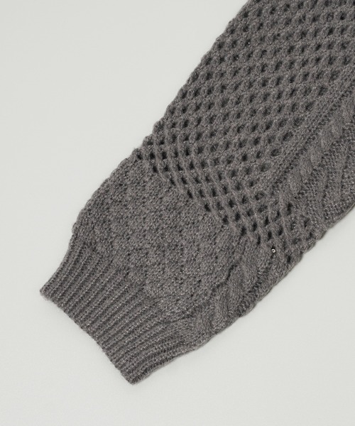 カーディガン 透かし編み ジャガード ニットカーディガン / Openwork