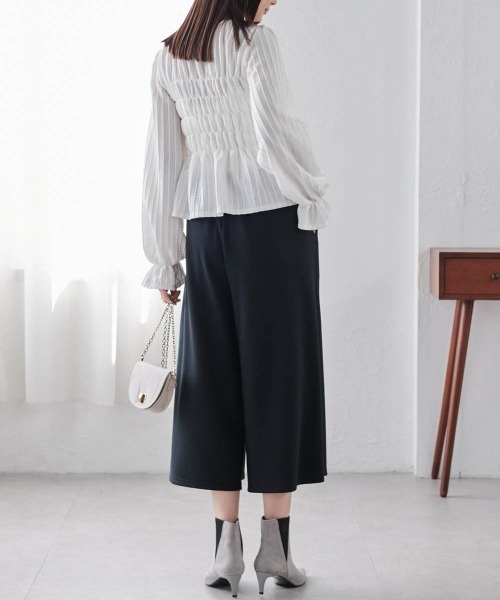 RANAN（ラナン） パンツ 裏起毛クロップド丈2タックワイドパンツ