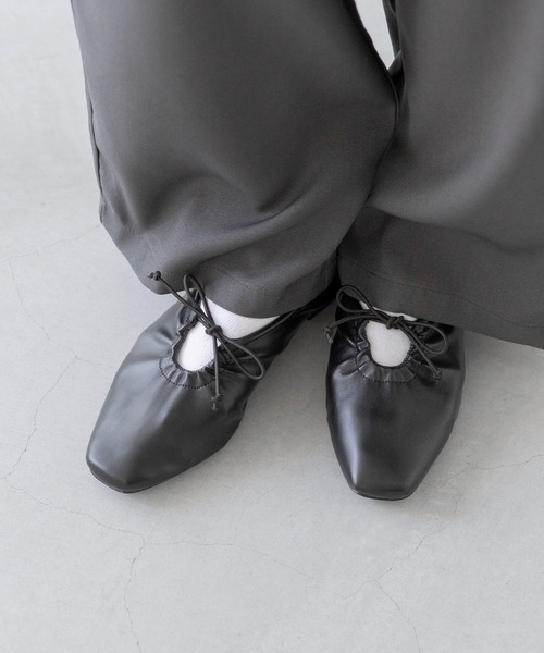 menue（メヌエ） バレエシューズ パンプス リボンギャザーフラット