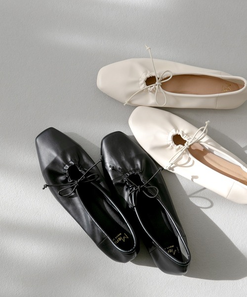 menue（メヌエ） バレエシューズ パンプス リボンギャザーフラット