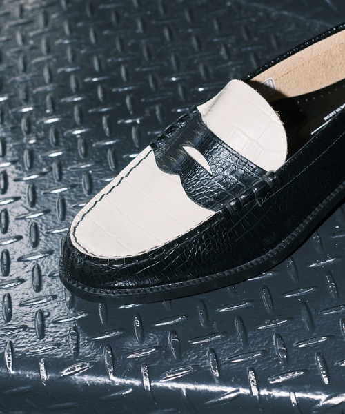 The Kenford Fineshoes ローファー 別注 EMBOSSED LOAFERS BLACK WHITE