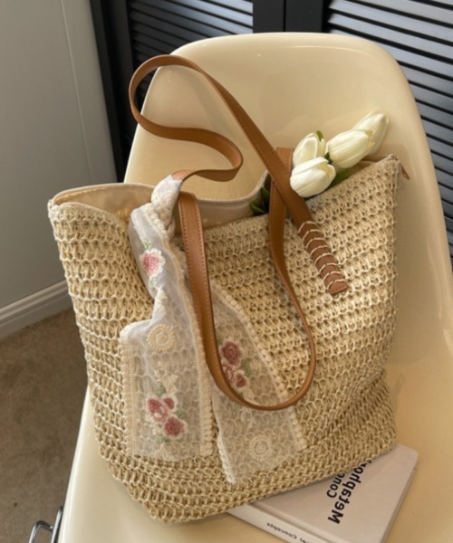 かごバッグ カゴバッグ リボン付き ストローかごバッグ : ZOZOTOWN