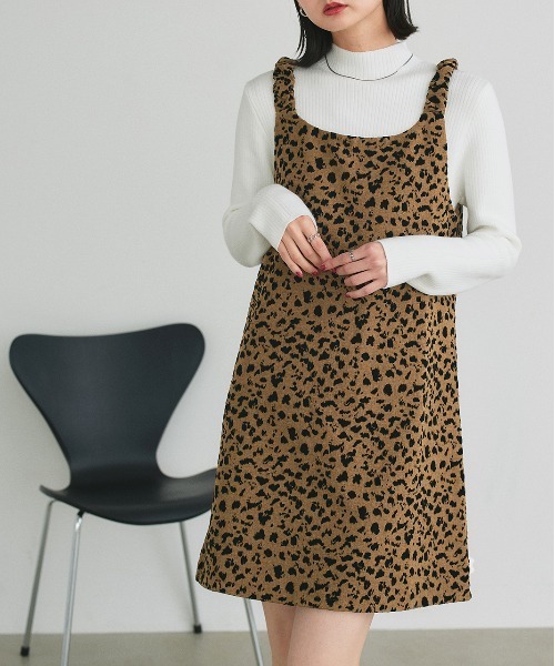 ad thie（アドティエ） ジャンパースカート レオパード柄 ジャカード