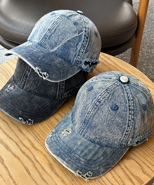 Ressaca（レサーカ） キャップ 帽子 ワンポイント刺繍ロゴダメージ加工