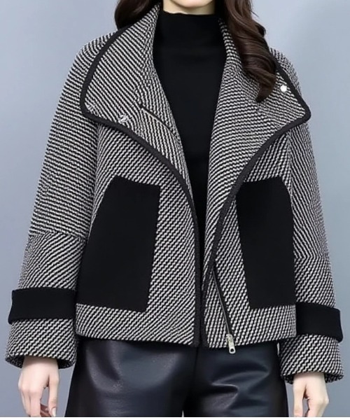 cammie コート アウター 千鳥格子風パイピングジャケット レディース