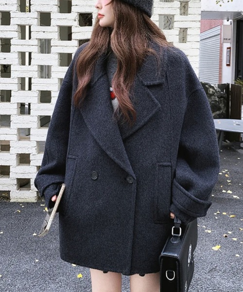 コート チェスターコート ダブルブレストミドルコート レディース