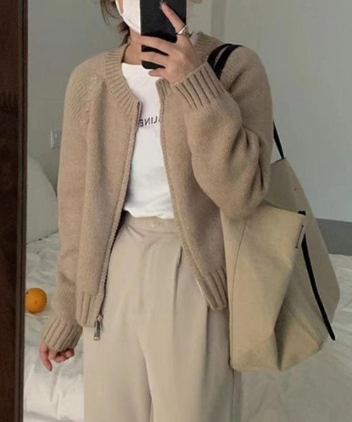 カーディガン ジップアップニットカーディガン レディース : ZOZOTOWN