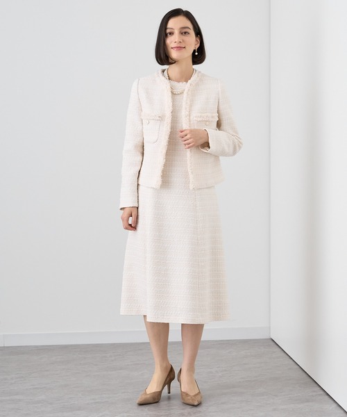 ANAYI（アナイ） ワンピース ミックスツイードフレア ワンピース