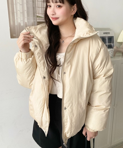 moment+ ダウンコート ダウンジャケット ナイロン光沢シャイニー