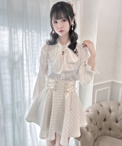 クチュールバイロジータ ブラウス シャツ ボウタイ刺繍入りブラウス