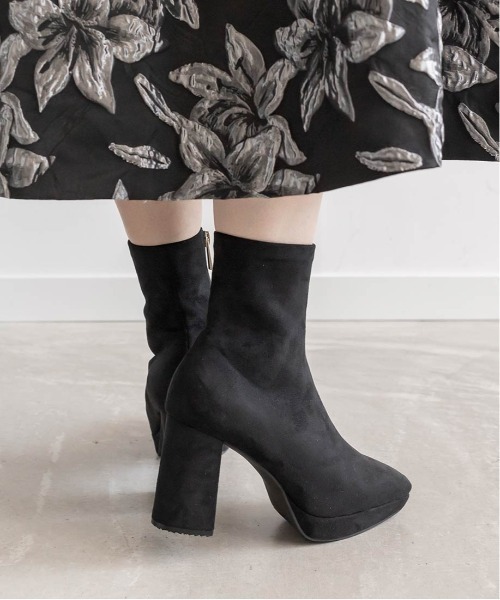 RANDA（ランダ） ブーツ ストレッチ チャンキーヒールショートブーツ