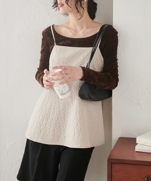 RANAN（ラナン） キャミソール ぽこぽこジャカードキャミブラウス