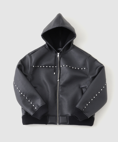 AFB（エーエフビー） ブルゾン アウター HOODED STUDDED BOMBER メンズ