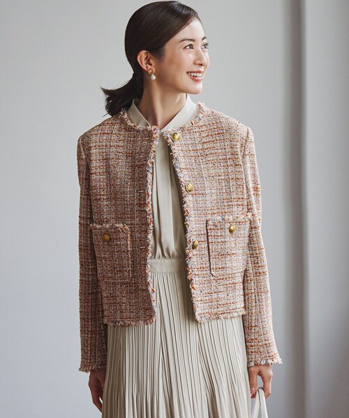 23区（ニジュウサンク） コート アウター GIOLICAツイード ノーカラー