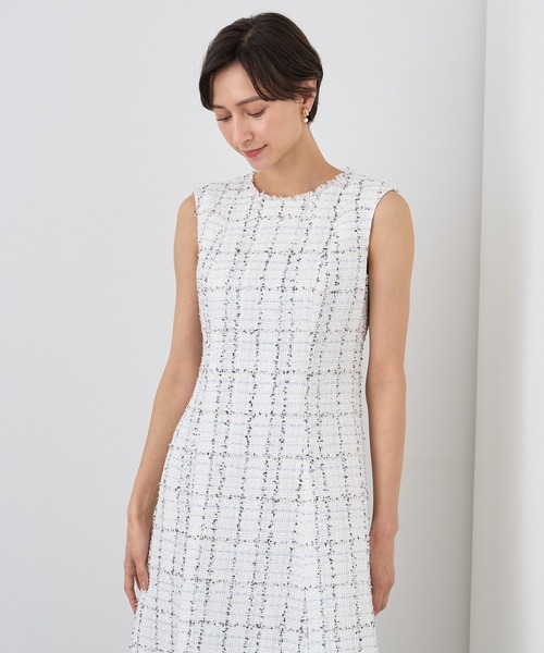 ANAYI（アナイ） ワンピース ミックスツイードフレア ワンピース