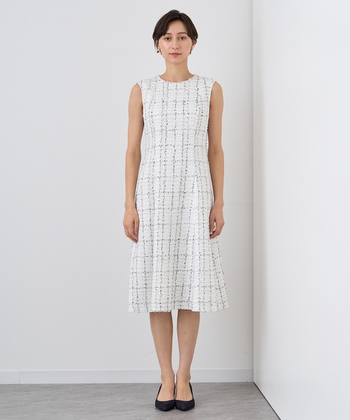 ANAYI（アナイ） ワンピース ミックスツイードフレア ワンピース