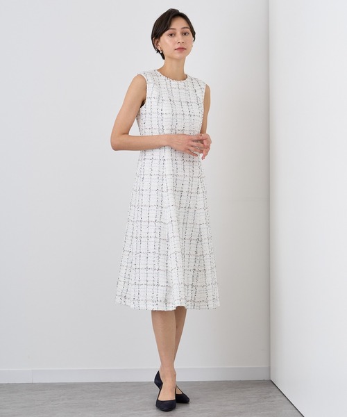 ANAYI（アナイ） ワンピース ミックスツイードフレア ワンピース