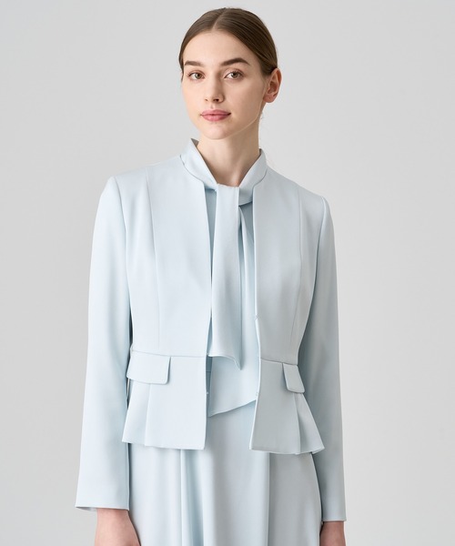 1109】アナイ トリアセサテンノーカラージャケット ライトグレー 38