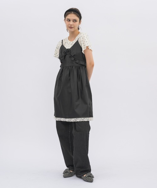 ワンピース leather frill onepiece／レザーフリルキャミワンピース